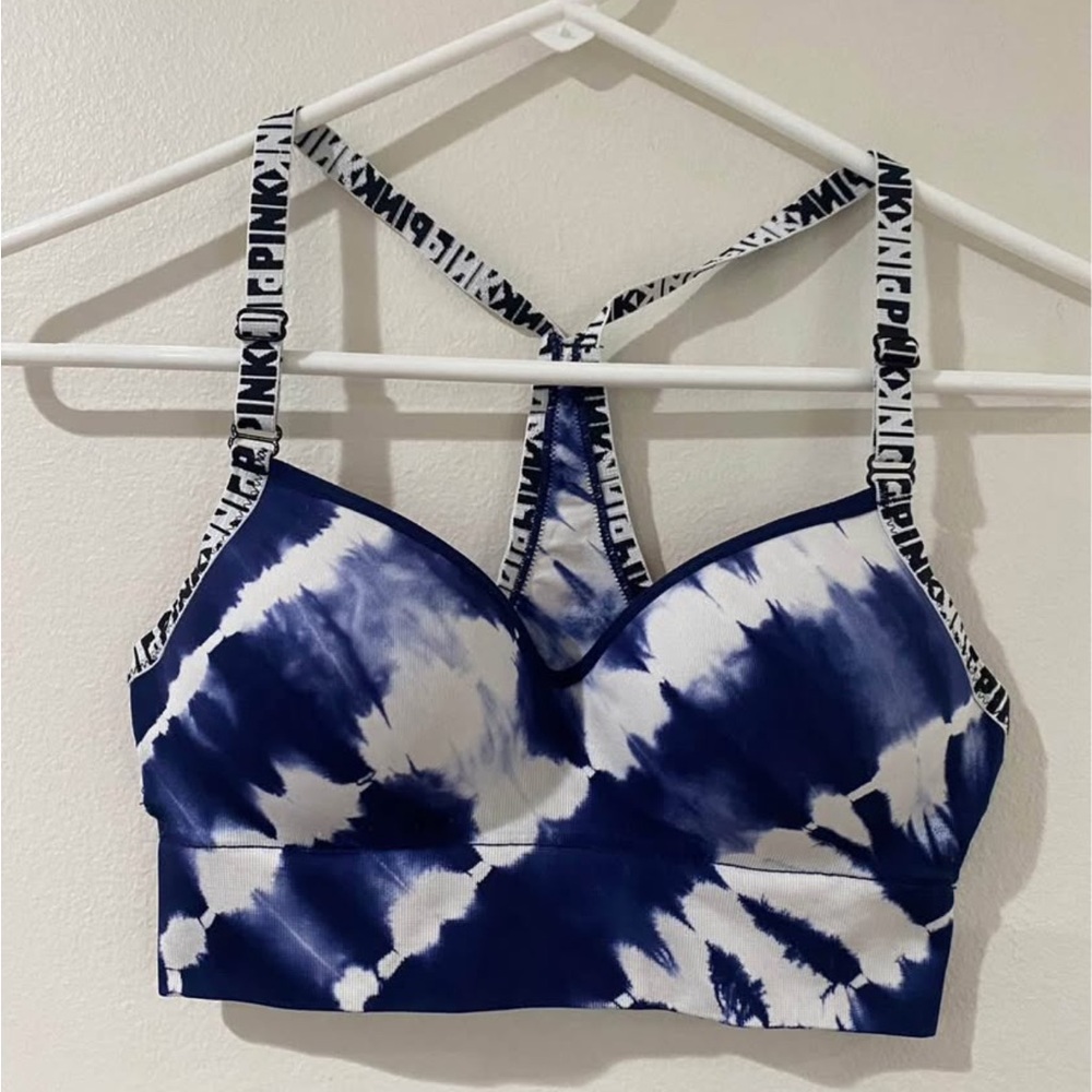 Victoria's Secret Blue and White Tie-Dye Sports Bra